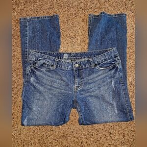 Mossimo Distressed Boot Cut Women's Blue Jeans | 16S Fit 3